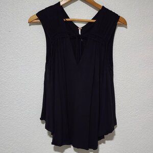 Free People Sleeveless Oversized Flowy Black Top Small Bohemian
